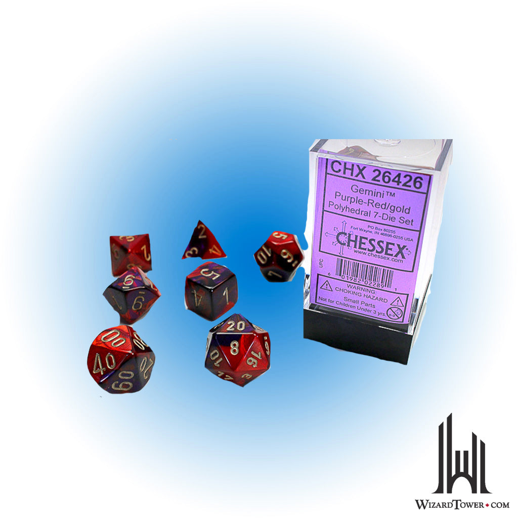 Dice Set - Gemini Purple-Red / Gold 7ct