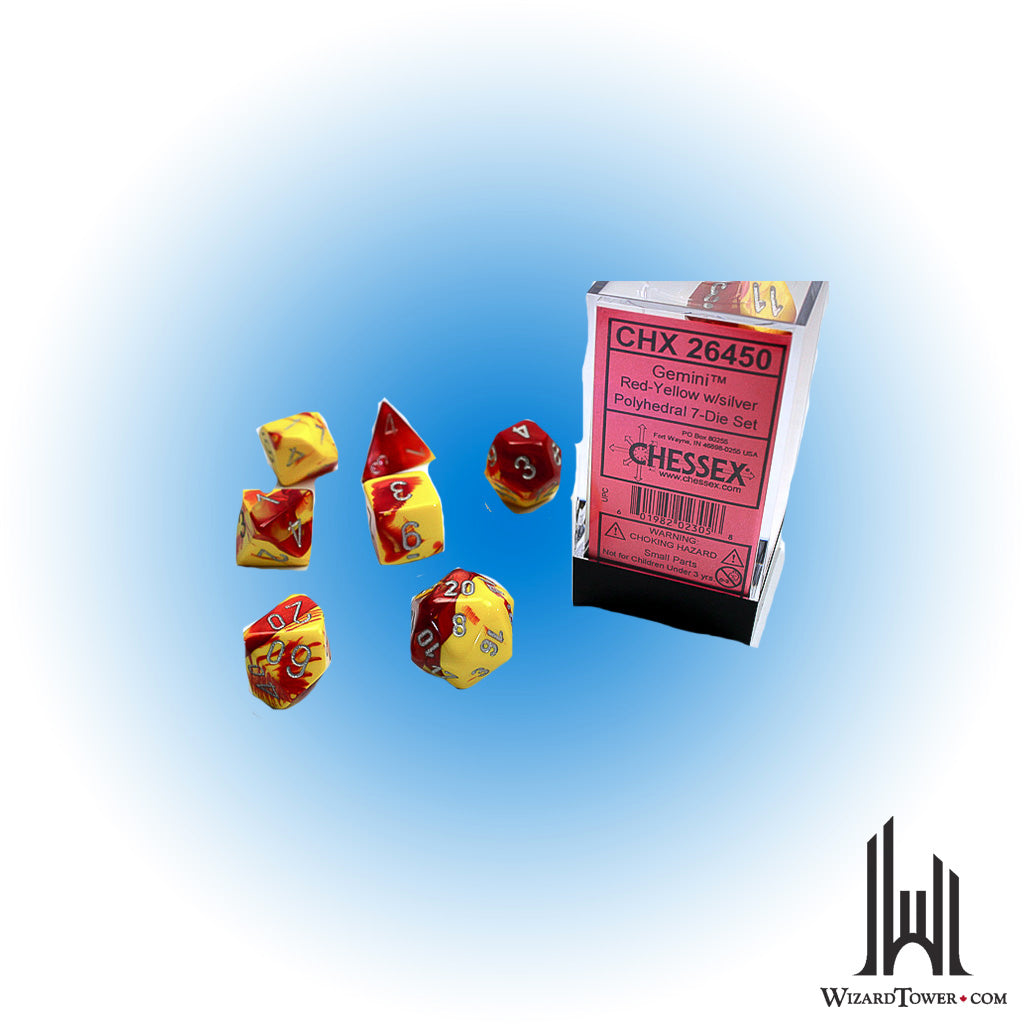 Dice Set - Gemini Red-Yellow / Silver 7ct