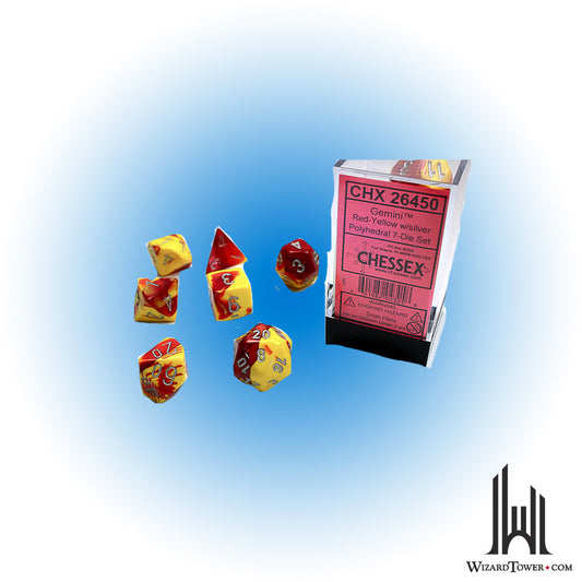 Dice Set - Gemini Red-Yellow / Silver 7ct