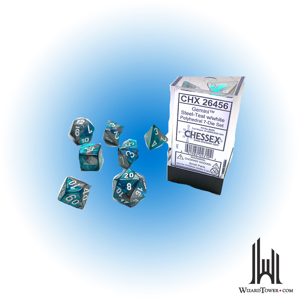 Dice Set - Gemini Steel-Teal / White 7ct