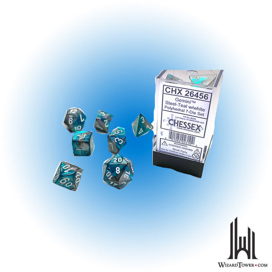 Dice Set - Gemini Steel-Teal / White 7ct