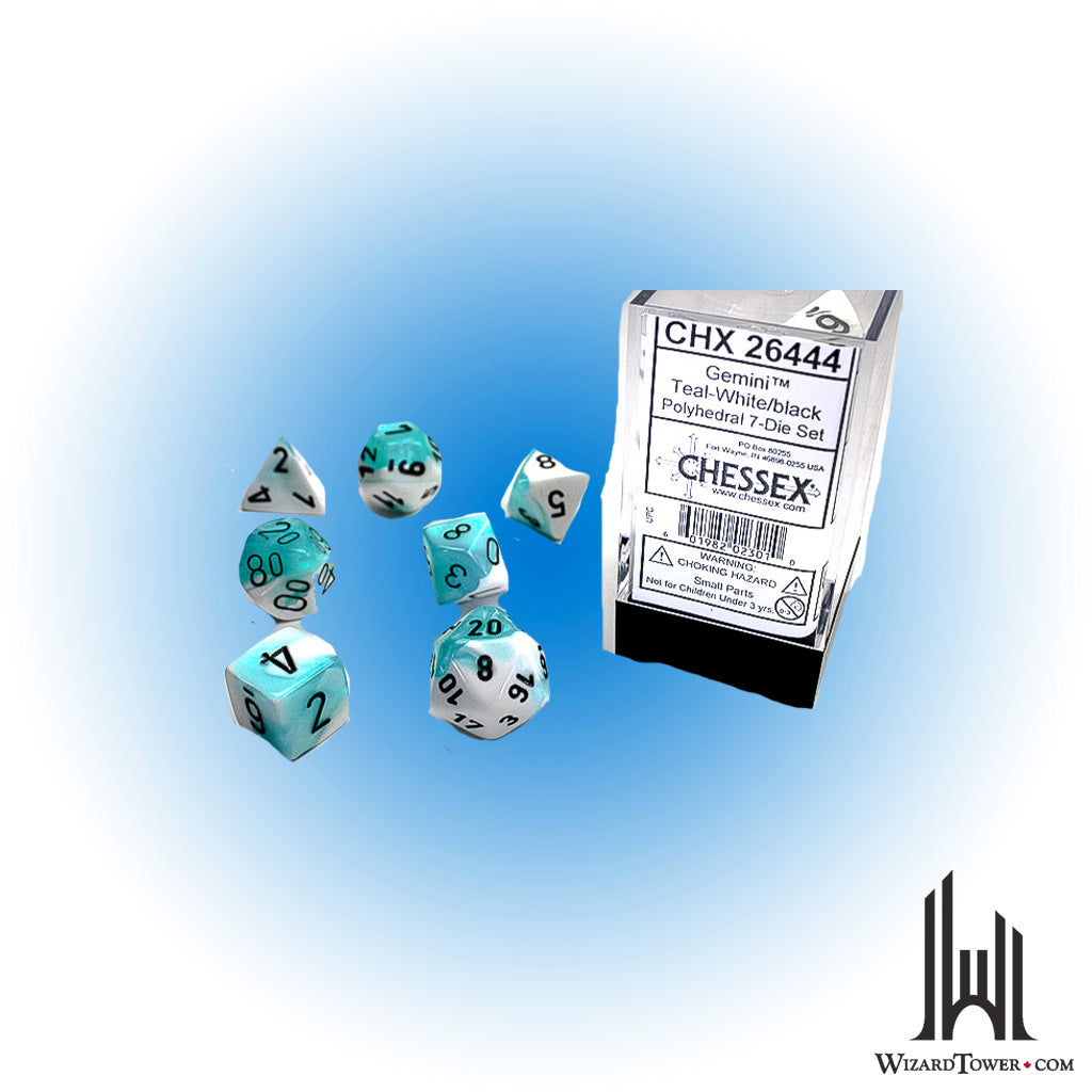 Dice Set - Gemini Teal-White / Black 7ct