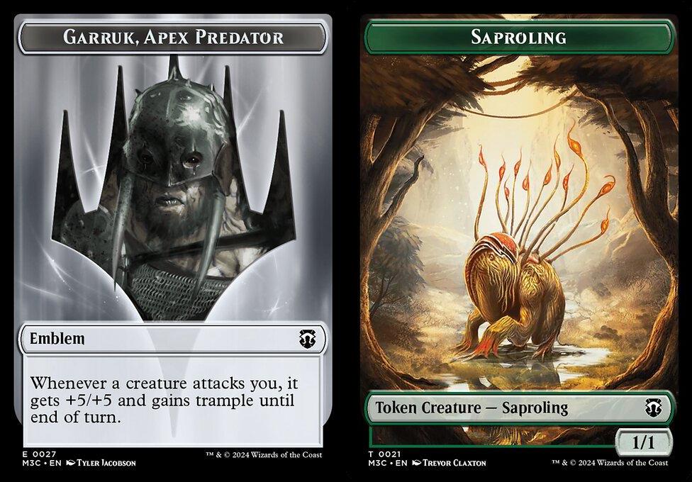 Garruk, Apex Predator Emblem (0027) // Saproling (0021) Double-Sided Token