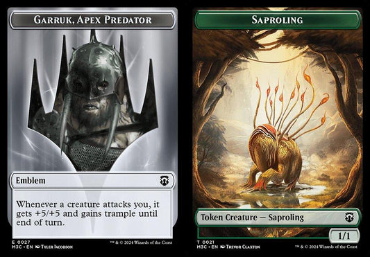 Garruk, Apex Predator Emblem (0027) // Saproling (0021) Double-Sided Token
