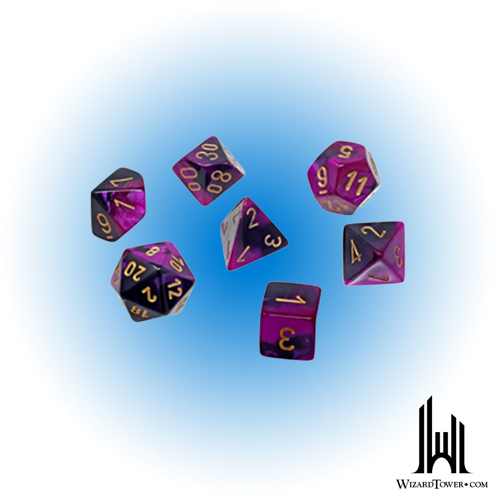 Dice Set - Gemini Black-Purple / Gold Mini 7ct