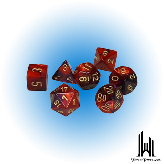 Dice Set - Gemini Purple-Red / Gold Mini 7ct
