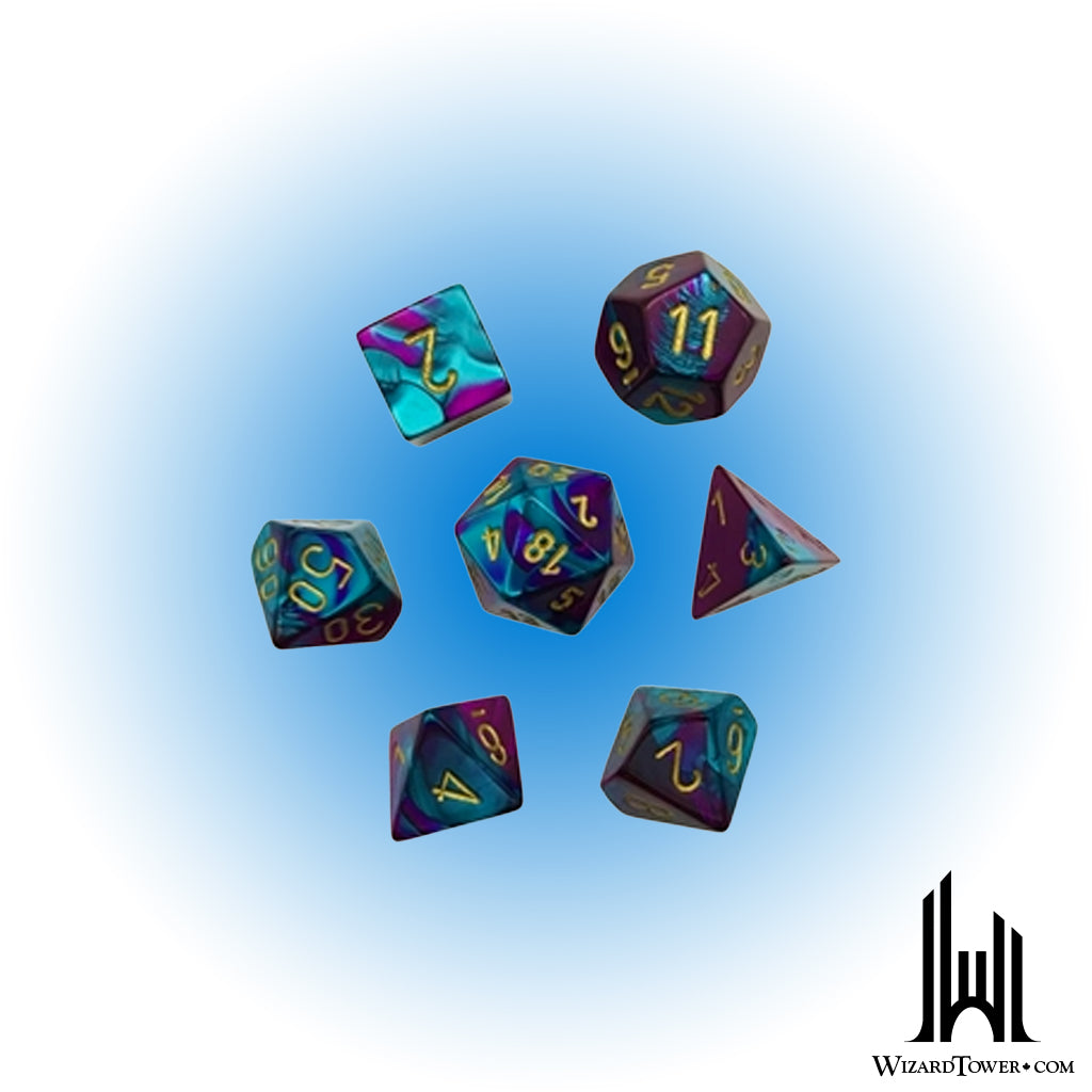 Dice Set - Gemini Purple-Teal / Gold Mini 7ct