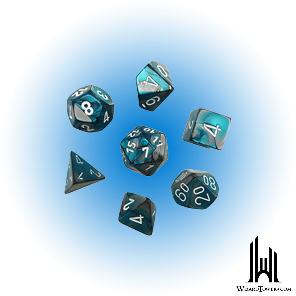 Dice Set - Gemini Steel-Teal / White Mini 7ct