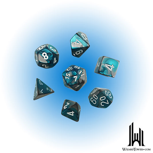 Dice Set - Gemini Steel-Teal / White Mini 7ct