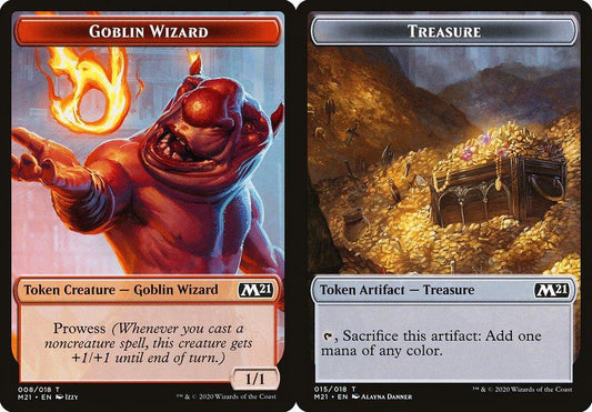 Goblin Wizard (008) // Treasure (015) Double-Sided Token - Foil