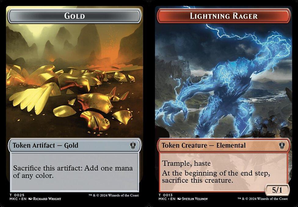 Gold (0025) // Lightning Rager (0013) Double-Sided Token