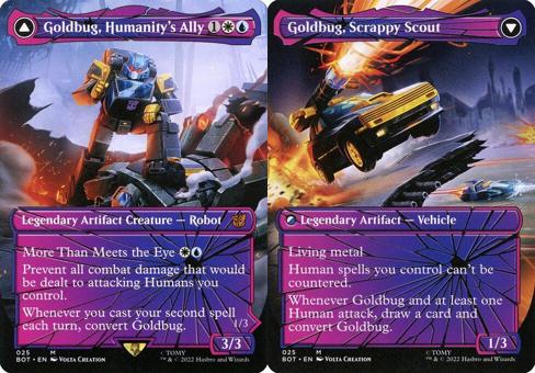 Goldbug, Humanity's Ally // Goldbug, Scrappy Scout (025) (Borderless) - Shattered Glass Foil