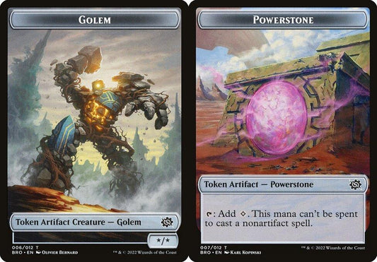Golem (006) // Powerstone (007) Double-Sided Token - Foil