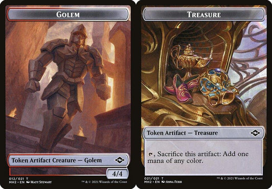 Golem (012) // Treasure (021) Double-Sided Token - Foil
