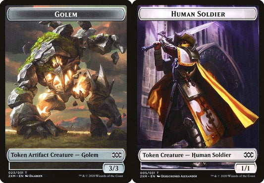 Golem (023) // Human Soldier (005) Double-Sided Token - Foil