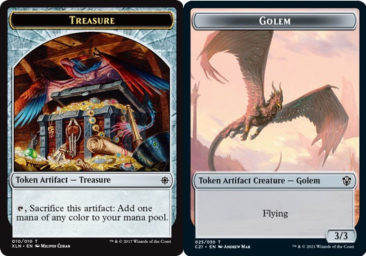 Golem (025) // Treasure (010) Double-Sided Token