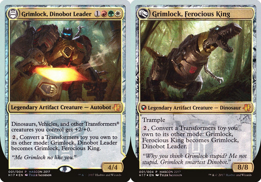 Grimlock, Dinobot Leader (001) // Grimlock, Ferocious King (001) Double-Sided Token (Hascon 2017) - Foil