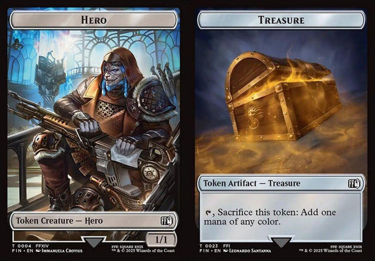 Hero (0004) // Treasure (0023) Double-Sided Token - Foil