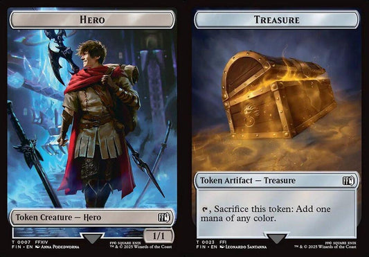 Hero (0007) // Treasure (0023) Double-Sided Token - Foil