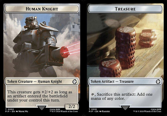 Human Knight (0002) // Treasure (0018) Double-Sided Token
