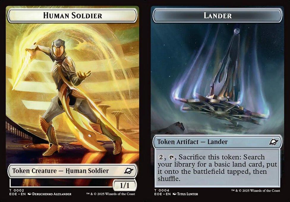 Human Soldier (0002) // Lander (0004) Double-Sided Token - Foil