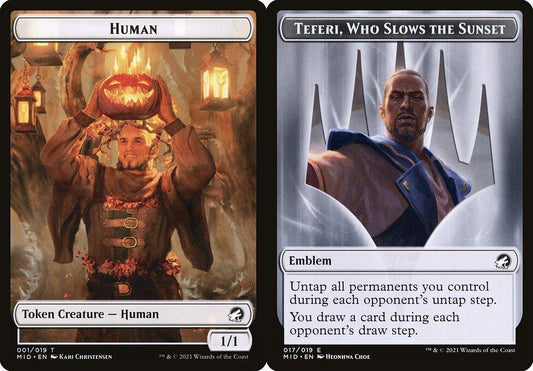 Human (001) // Teferi, Who Slows The Sunset Emblem (017) Double-Sided Token - Foil