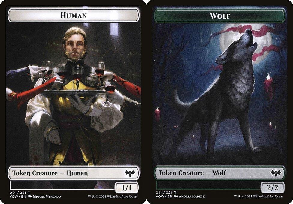 Human (001) // Wolf (014) Double-Sided Token - Foil
