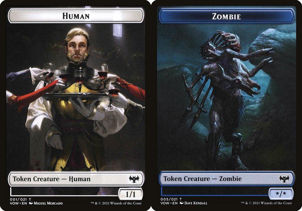 Human (001) // Zombie (005) Double-Sided Token - Foil