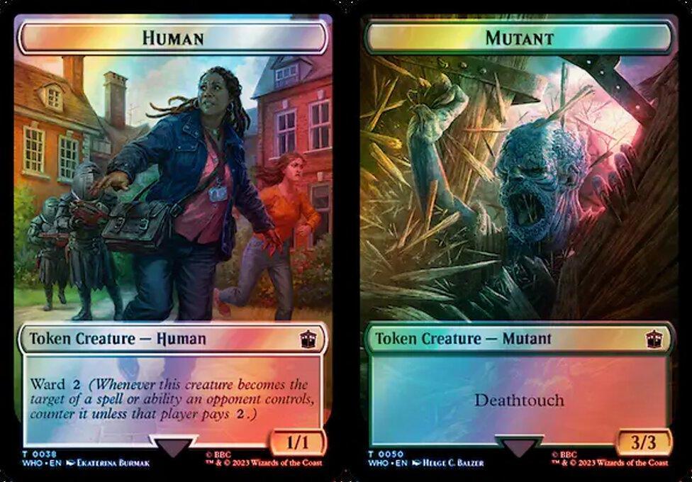 Human (0038) // Mutant (0050) Double-Sided Token - Surge Foil