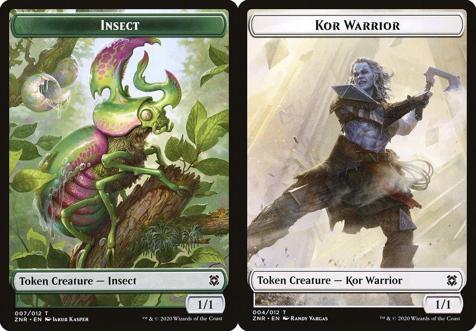 Insect (007) // Kor Warrior (004) Double-Sided Token - Foil