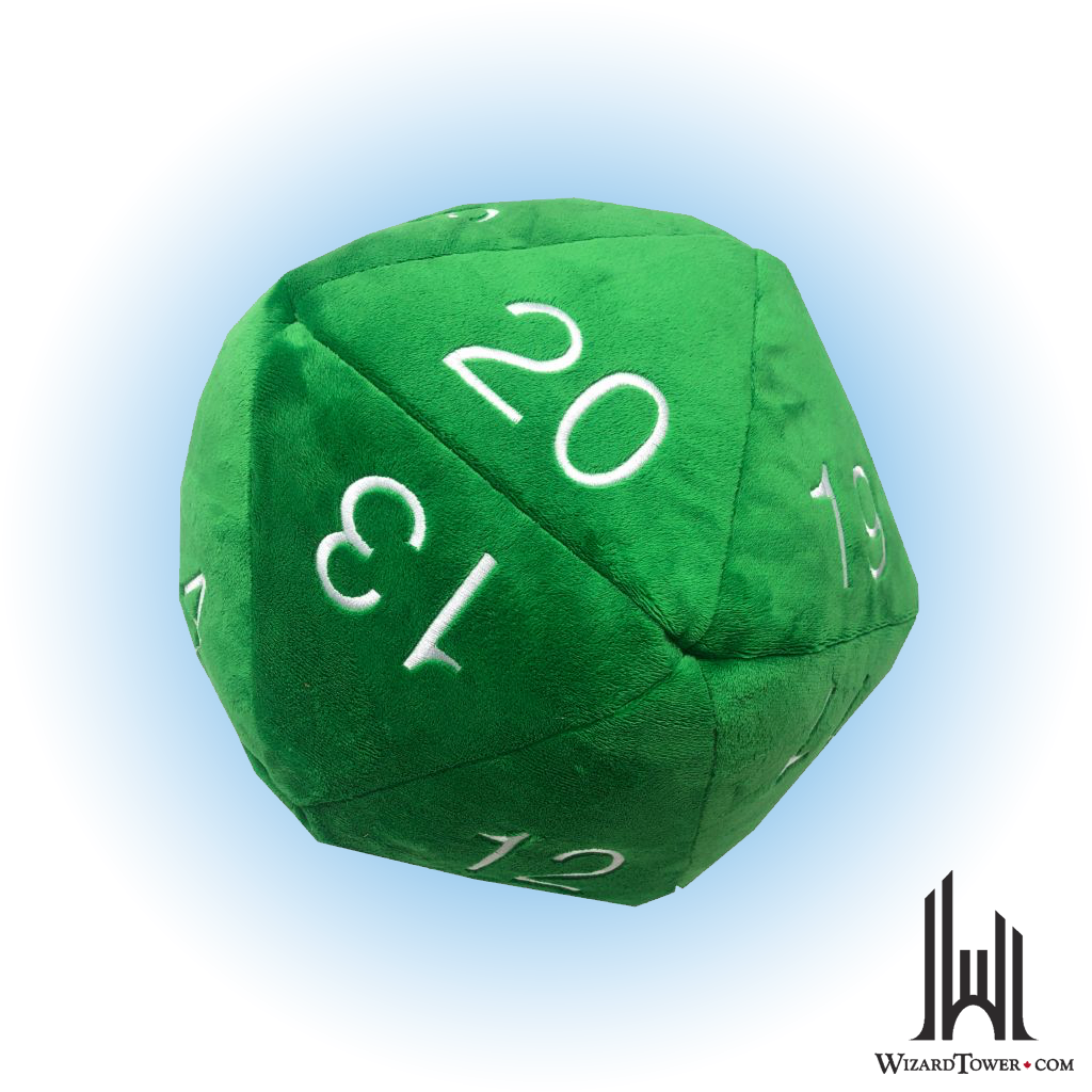 Individual Dice - Plush Green / White d20