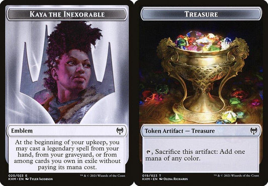 Kaya the Inexorable Emblem (020) // Treasure (019) Double-Sided Token - Foil