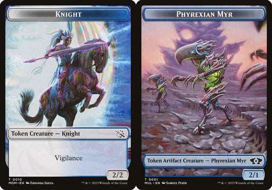 Knight (0010) // Phyrexian Myr (0001) Double-Sided Token - Foil