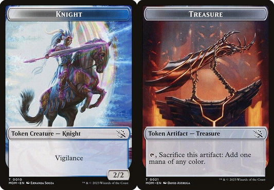 Knight (0010) // Treasure (0021) Double-Sided Token - Foil