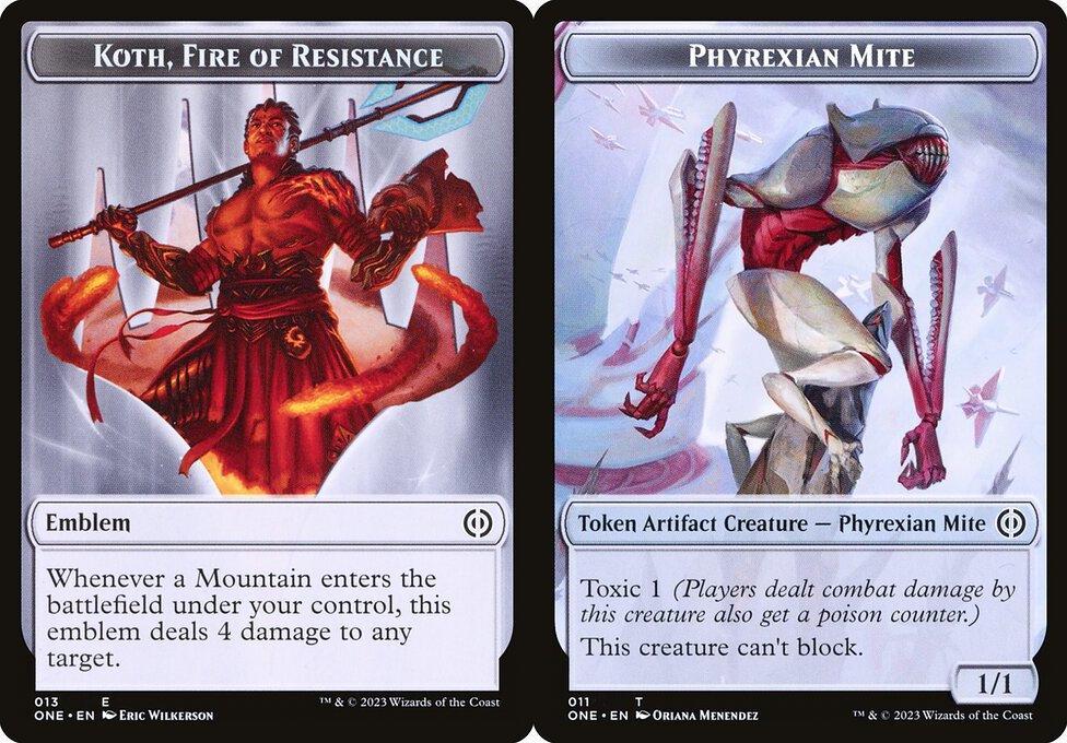 Koth, Fire of Resistance Emblem (013) // Phyrexian Mite (011) Double-Sided Token - Foil