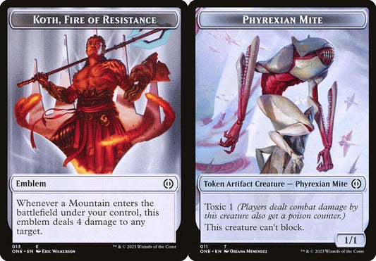 Koth, Fire of Resistance Emblem (013) // Phyrexian Mite (011) Double-Sided Token - Foil