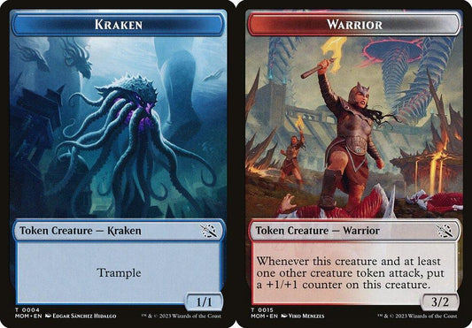 Kraken (0004) // Warrior (0015) Double-Sided Token - Foil