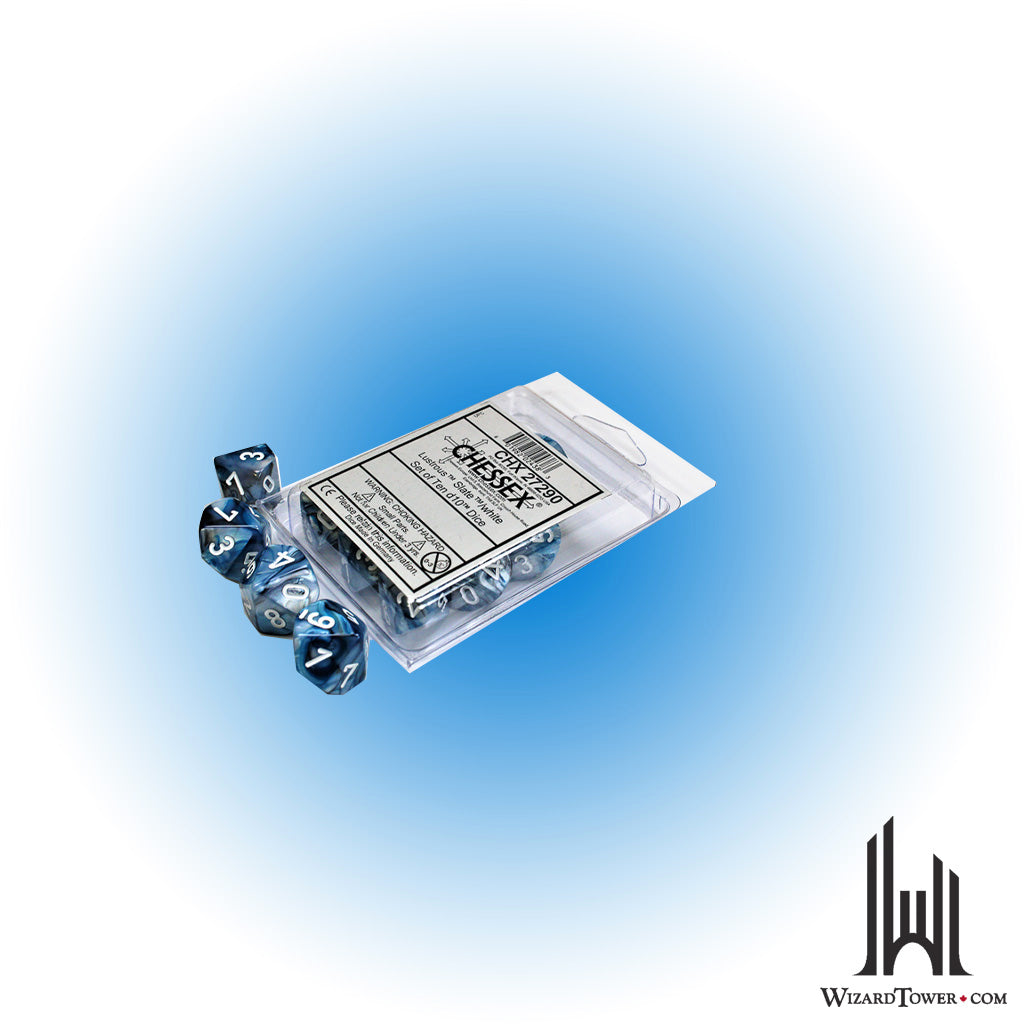 Dice Set - Lustrous Slate / White d10 10ct
