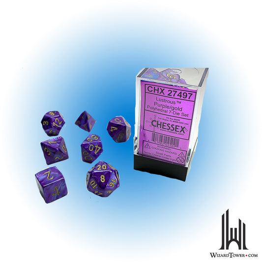 Dice Set - Lustrous Purple / Gold 7ct