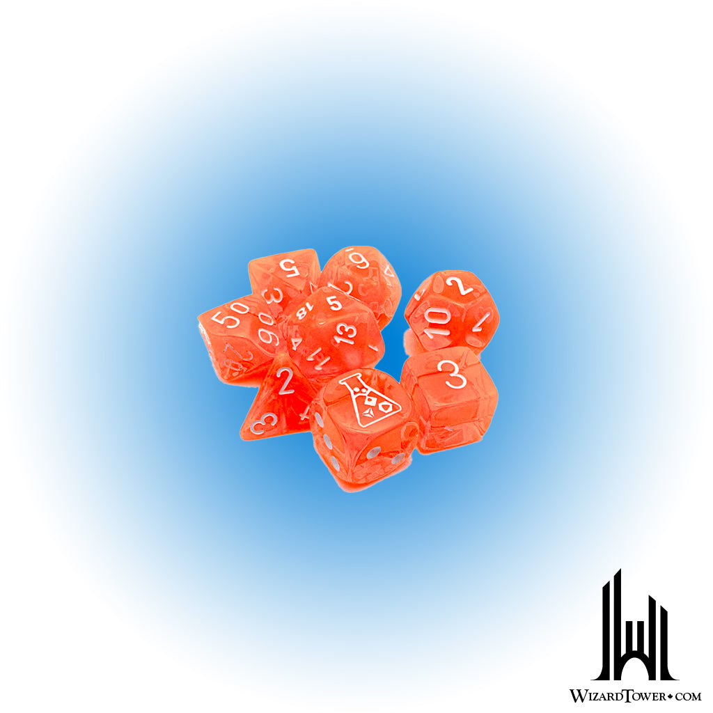 Dice Set - Translucent Neon Orange / White 7ct
