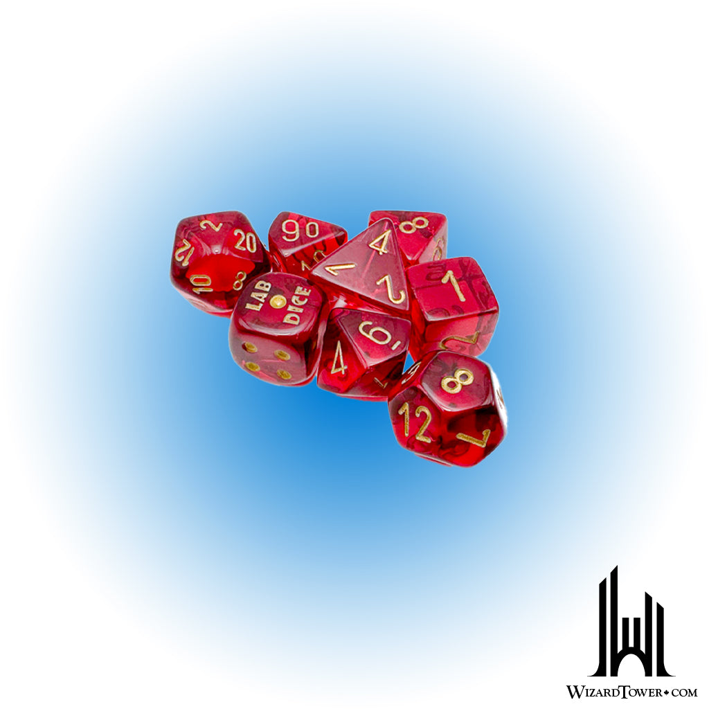 Dice Set - Translucent Crimson / Gold 7ct