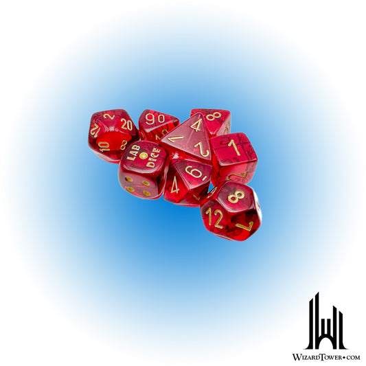 Dice Set - Translucent Crimson / Gold 7ct