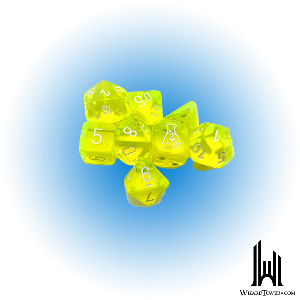 Dice Set - Translucent Neon Yellow / White 7ct