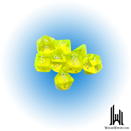 Dice Set - Translucent Neon Yellow / White 7ct