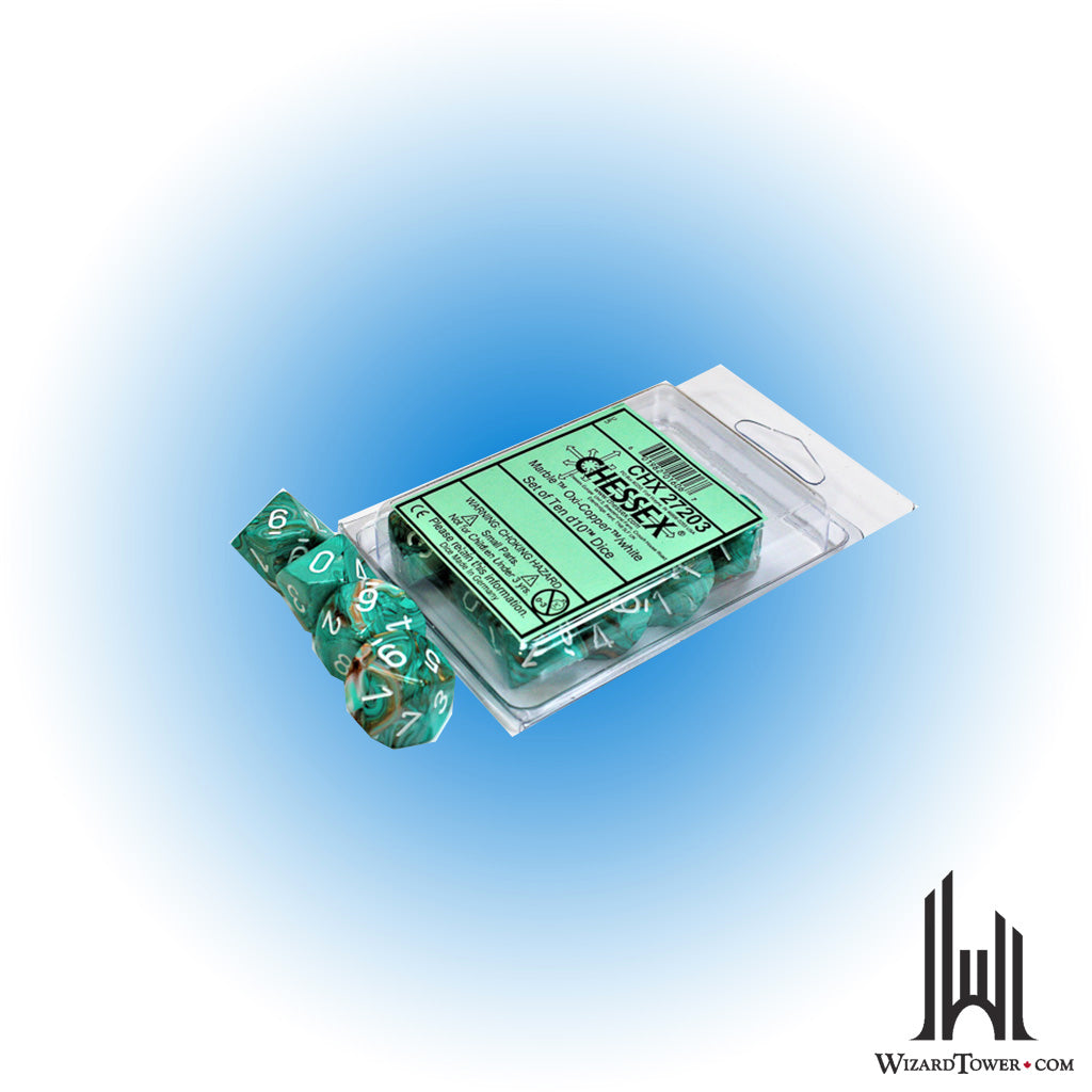 Dice Set - Marble Oxi-Copper / White d10 10ct