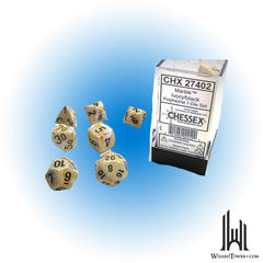 Dice Set - Marble Ivory / Black 7ct