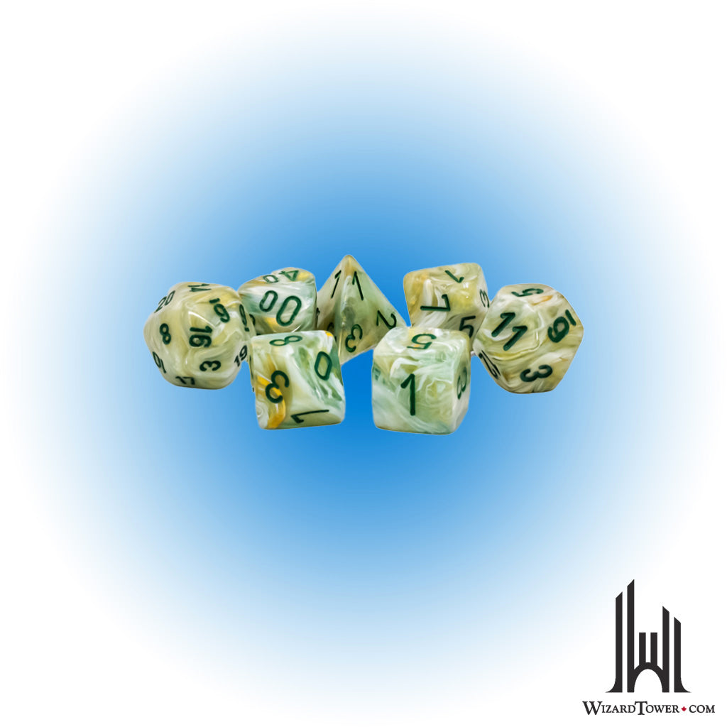 Dice Set - Marble Green / Dark Green Mega 7ct