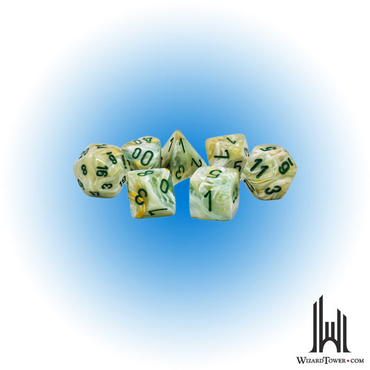 Dice Set - Marble Green / Dark Green Mega 7ct
