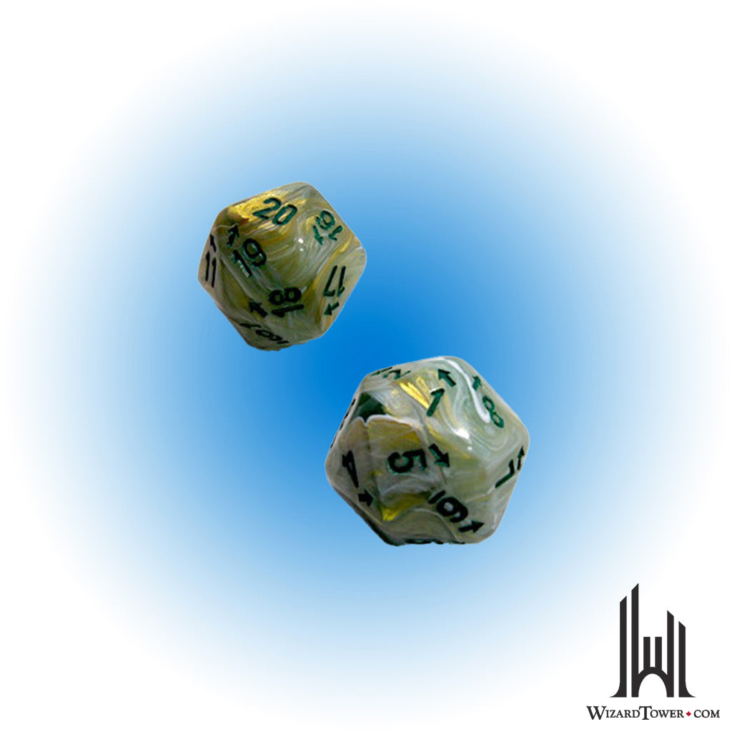 Individual Dice - Count Up & Down Marble Green / Dark Green d20