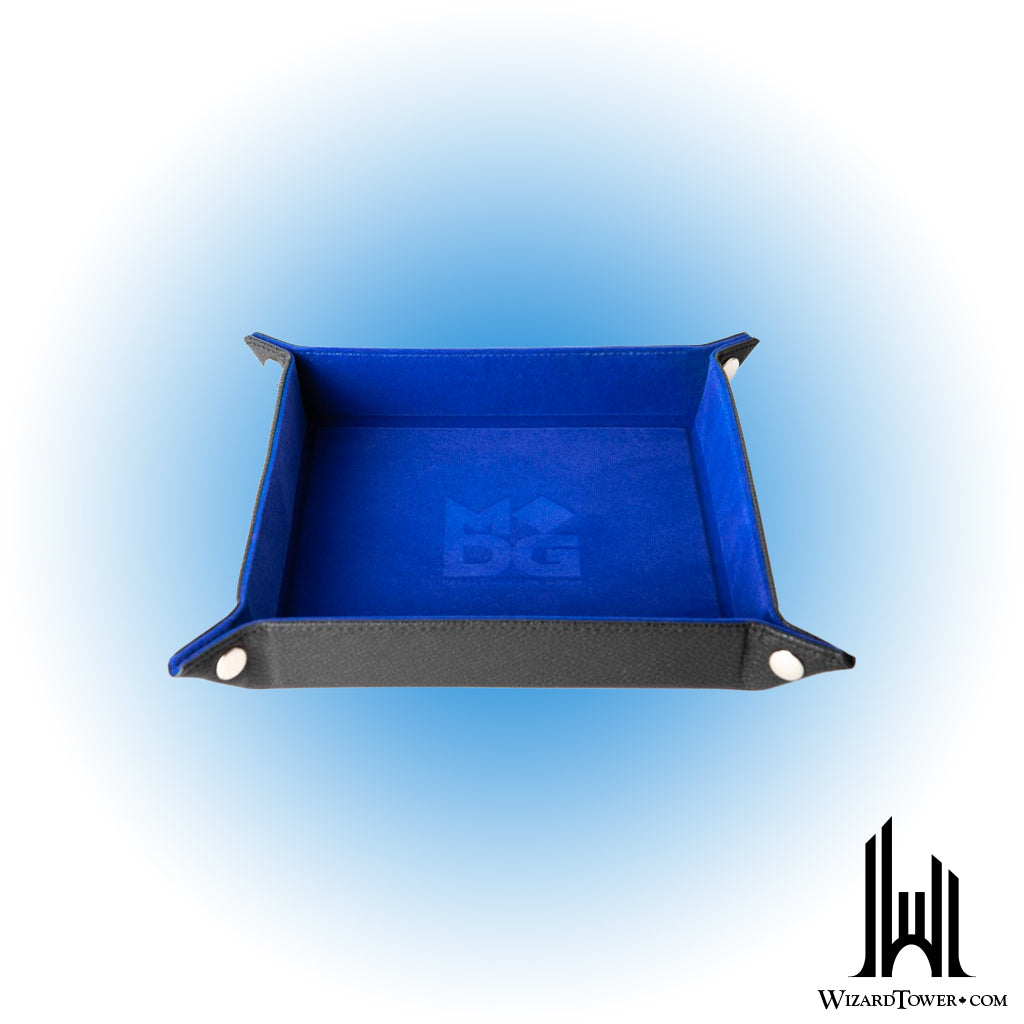 Dice Tray - Fold Up Leather and Velvet Blue